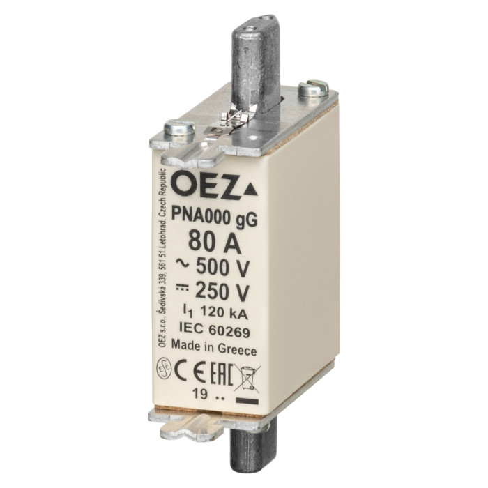 Ножовий запобіжник OEZ gG NH000 80A - OEZ:40487