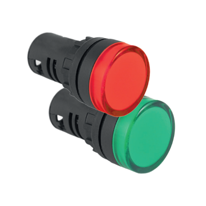 PLGT-230AC-GREEN Світлодіодна зелена лампа моноблок 240VAC