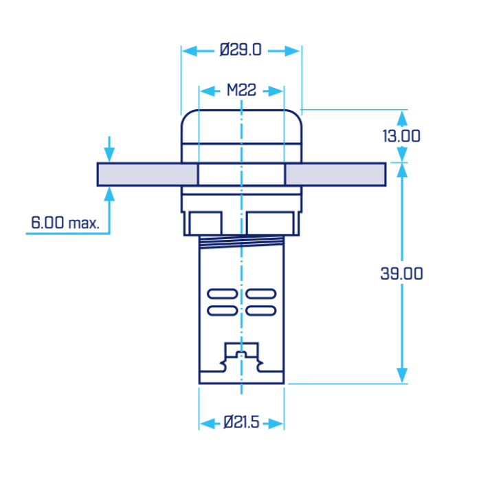 PLGT-230AC-GREEN Світлодіодна зелена лампа моноблок 240VAC