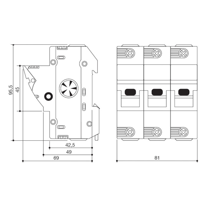 2303051 Тримач запобіжників 3P BCH 14x51 50A 690 V АC