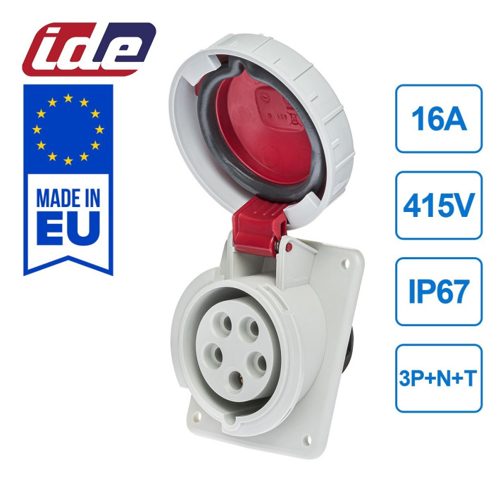 Розетка похила IDE MUNDIAL 3P+N+E 16 А 200/346–240/415 В IP66-67 - 03803