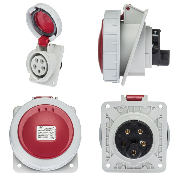 Розетка похила IDE MUNDIAL 3P+N+E 16 А 200/346–240/415 В IP66-67 - 03803