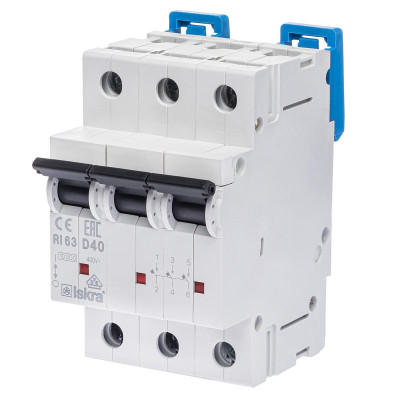 Модульний автоматичний вимикач ISKRA RI63 3P D40A 10кА
