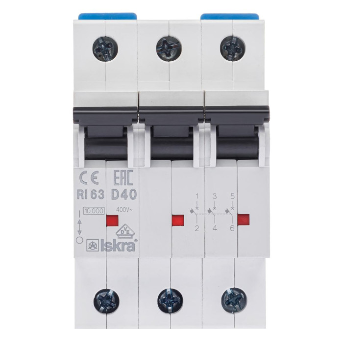 Модульний автоматичний вимикач ISKRA RI63 3P D40A 10кА - 786100124000