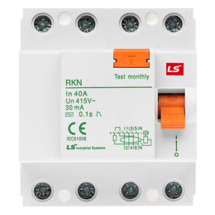 Пристрій захисного відключення LS ELECTRIC RKN 40A 3P+N 0.3А - 062400438B
