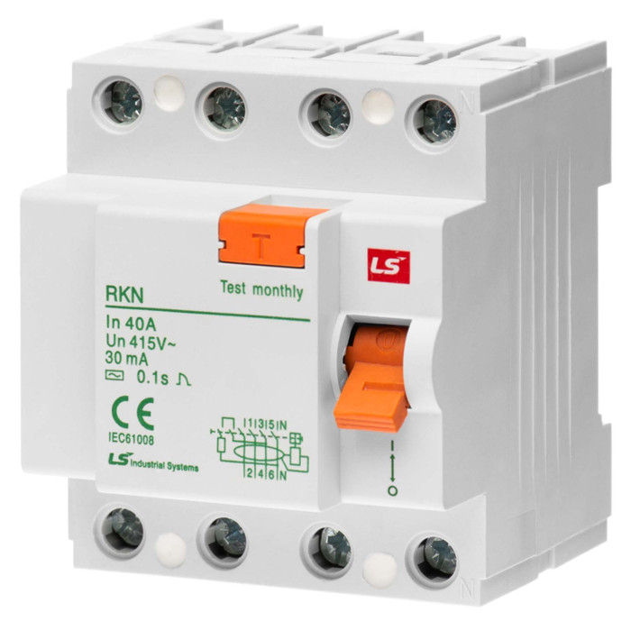 Пристрій захисного відключення LS ELECTRIC RKN 40A 3P+N 0.3А - 062400438B