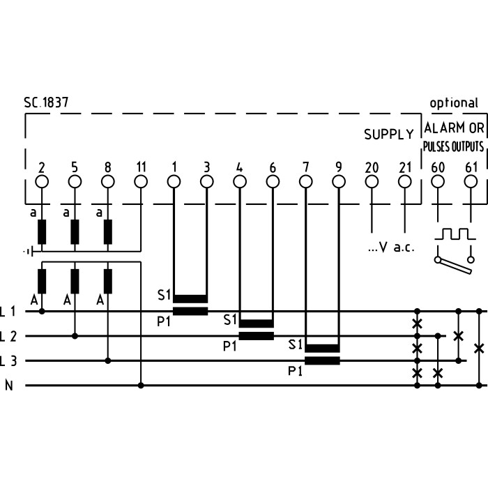 Аналізатор мережі FRER QUBO, 1-5A, 400V, живл. 230Vac - Q72P3L005XCQ2