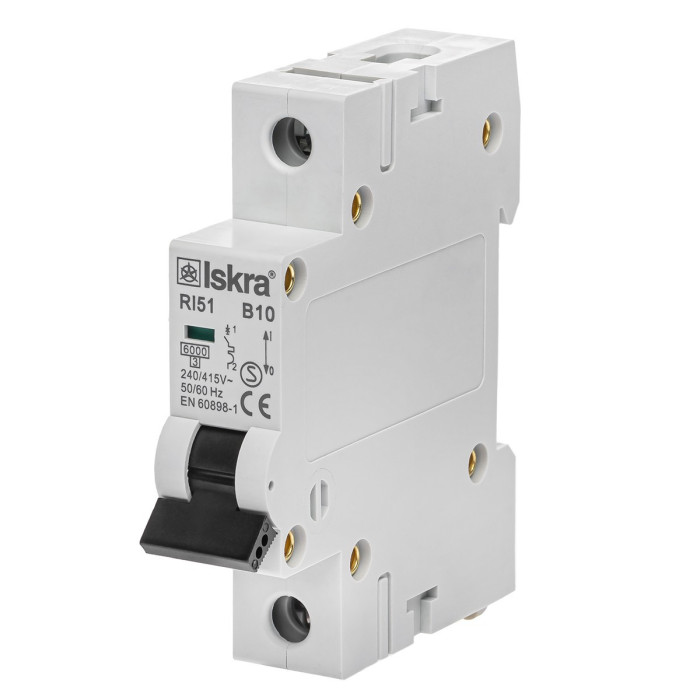 Модульний автоматичний вимикач ISKRA RI51 1P B10A 6кА - 786091007000