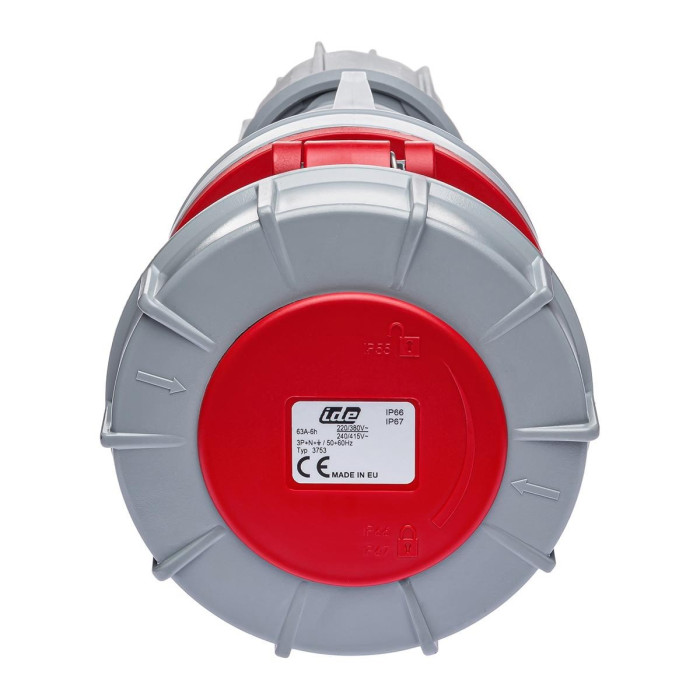 Розетка кабельна IDE MUNDIAL 3P+N+E 63 А 200/346–240/415 В IP66-67 - 03753