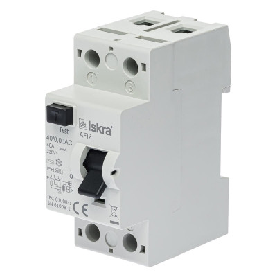 Пристрій захисного відключення ISKRA AFI2 40A 1P+N 0.03А