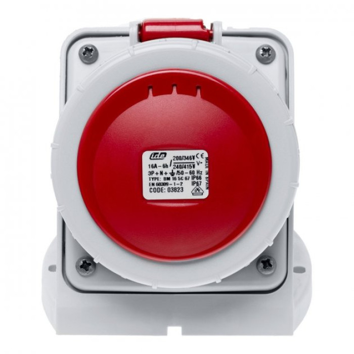 Розетка настінна IDE MUNDIAL 3P+N+E 16 А 200/346–240/415 В IP66-67 - 03823
