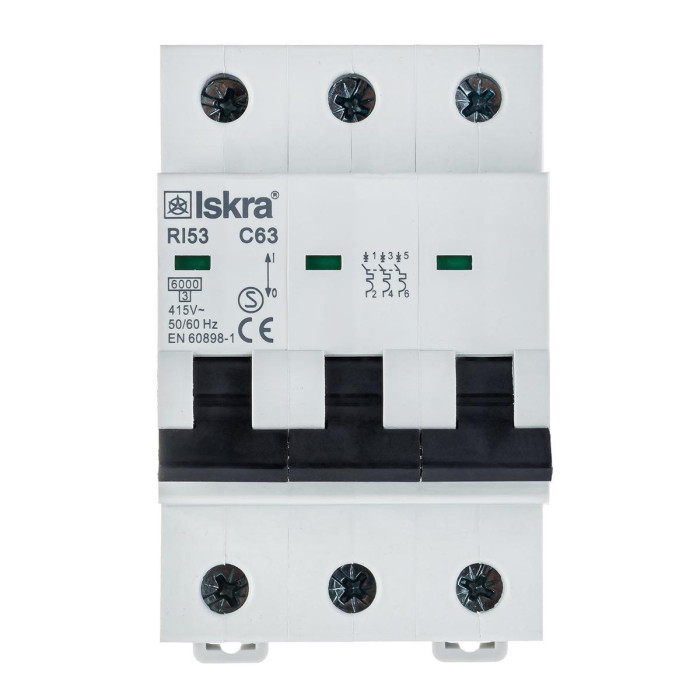 Модульний автоматичний вимикач ISKRA RI53 3P C63A 6кА - 786091135000
