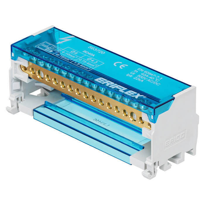 Двополюсна колодка nVent Eriflex BD 40A 16 виходів