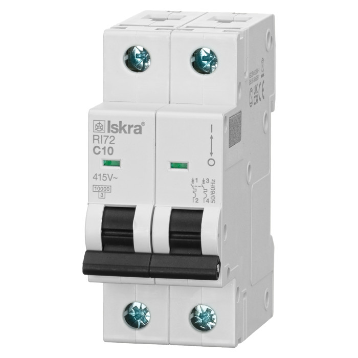Модульний автоматичний вимикач ISKRA RI72 2P C10A 10кА - 786091203000