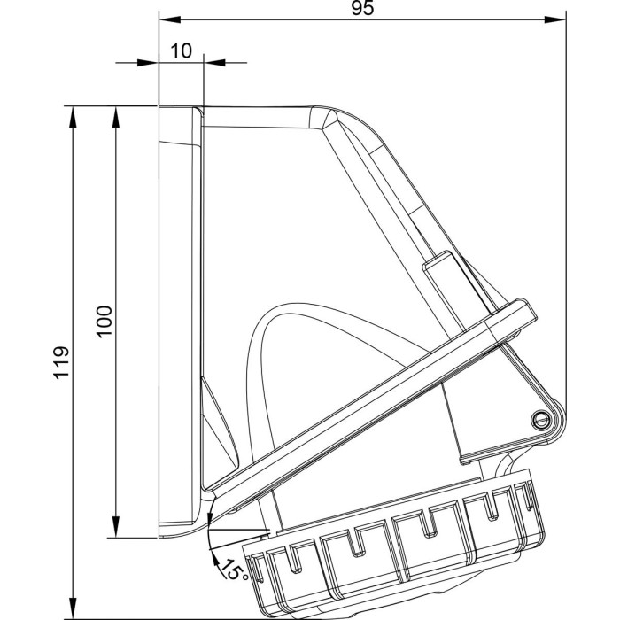 Розетка настінна IDE MUNDIAL 2P+E 16A 200–250V IP66-67