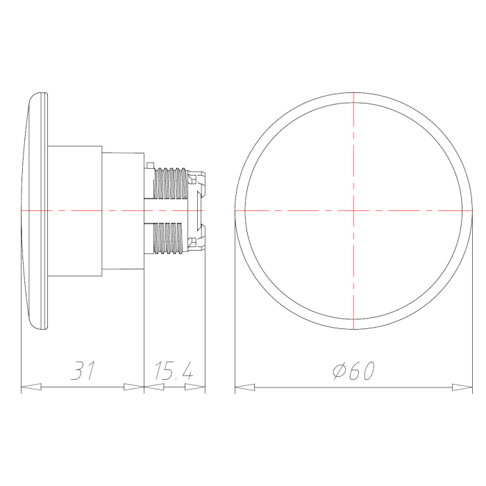 ECX 4136 Грибоподібна кнопка із засувкою ø 60 - червона