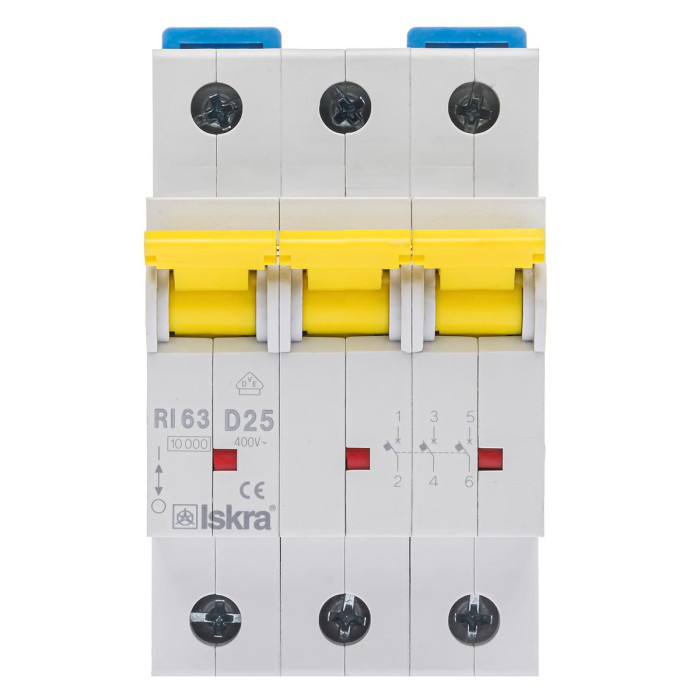 Модульний автоматичний вимикач ISKRA RI63 3P D25A 10кА - 786100122000