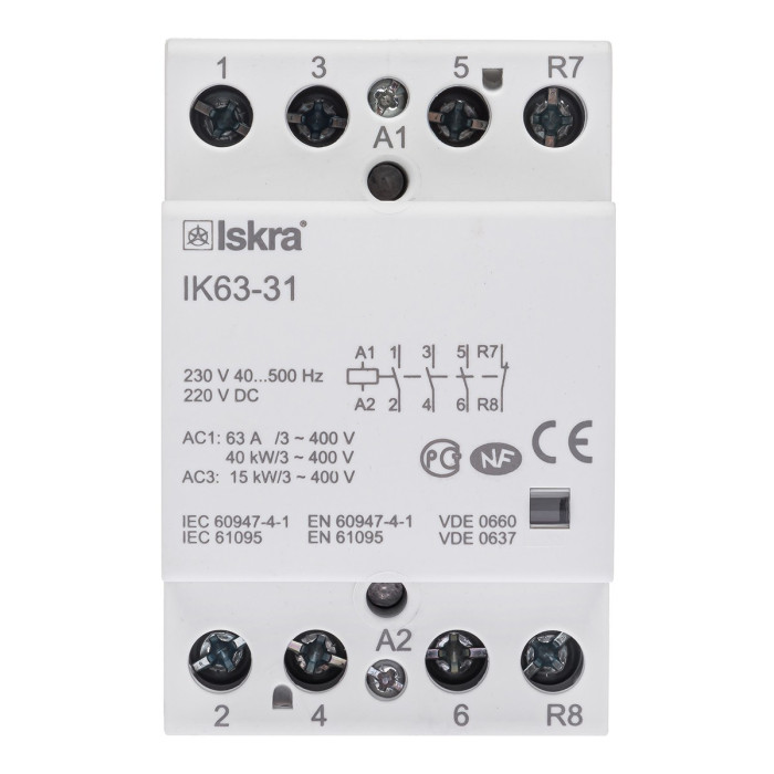 Модульний контактор ISKRA IKA 63A 230В AC/DC 3NO+1NC - 030045087000