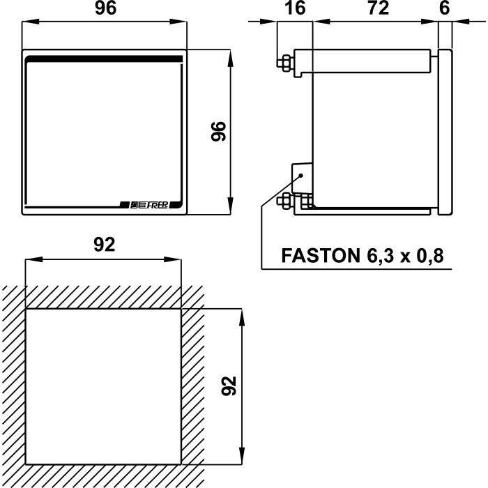 Амперметр цифровий FRER D96 96×96 115–230 AC ±2A