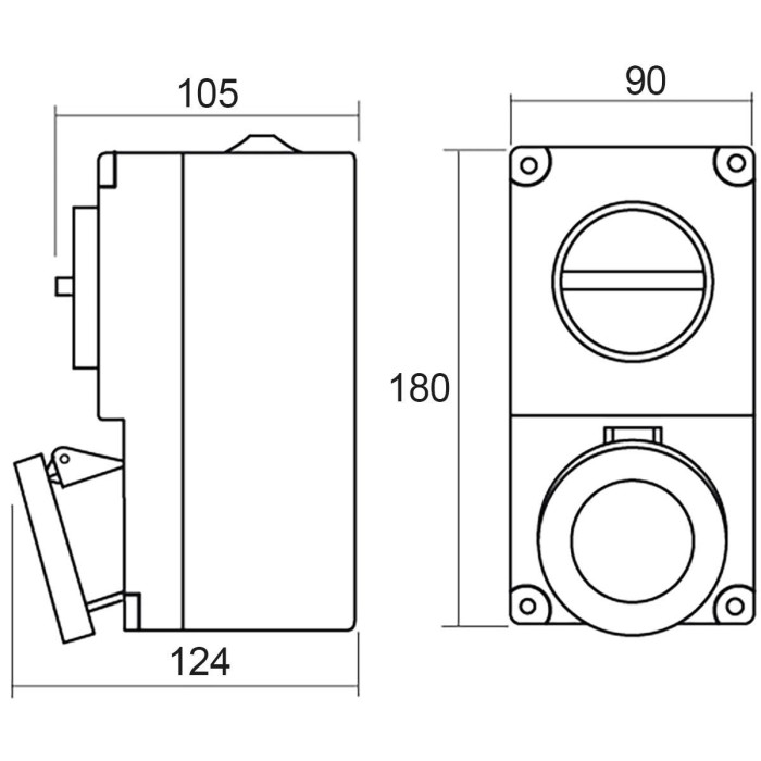 Розетка настінна з механічним блокуванням IDE MUNDIAL 3P+N+E 32 А 200/346–240/415 В IP67 - 03836