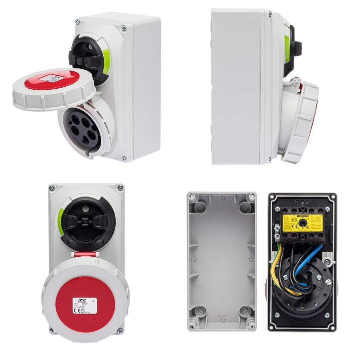 Розетка настінна з механічним блокуванням IDE MUNDIAL 3P+N+E 32 А 200/346–240/415 В IP67 - 03836