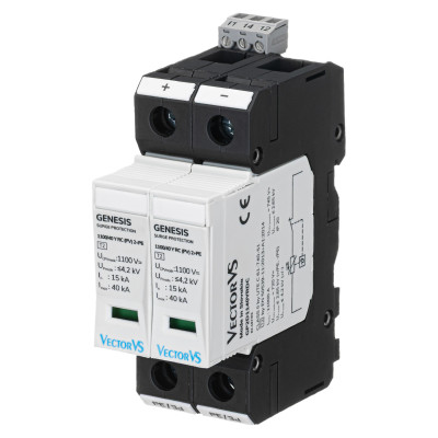 Обмежувач перенапруги Vector VS GENESIS 2P 1100В DC 40 кА Клас II (2+PE) RC
