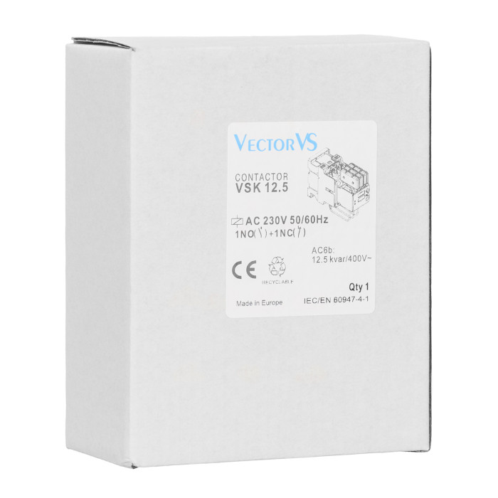 Контактор для комутації конденсаторів до 12.5 кВАр VSK 12.5 11 230V 50/60Hz