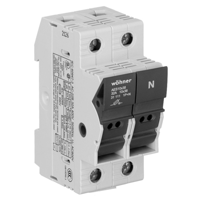 31111 Утримувач запобіжників Ambus 10х38 1р+N 32A/690V