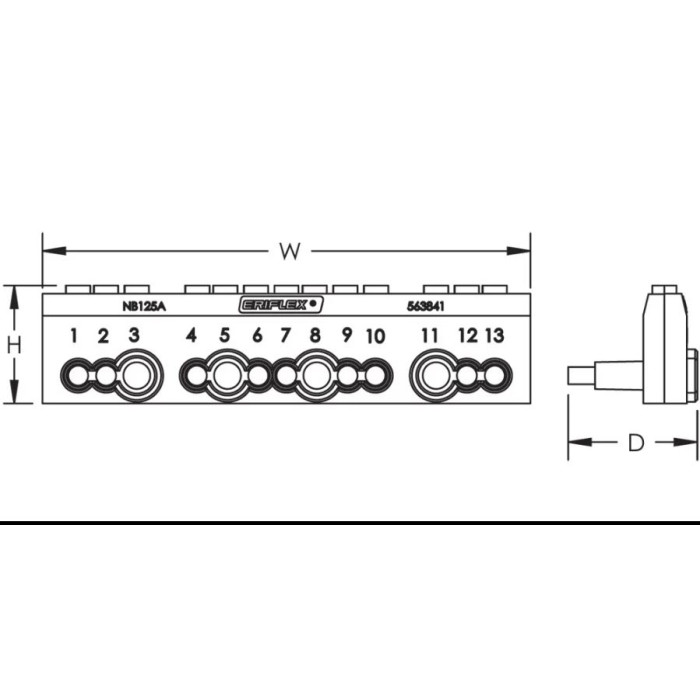 563201 Нейтральна шина NB 160A 14 виходів
