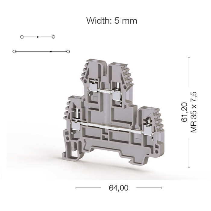 Клема Klemsan PIK Дворівнева 2.5 мм - 0.0.0.3.25249