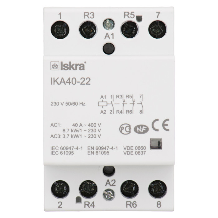 Модульний контактор ISKRA IKA 40A 230V AC 2NO+2NC