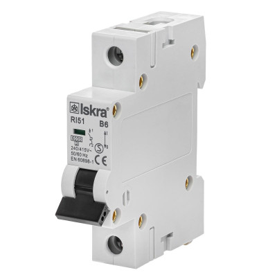 Модульний автоматичний вимикач ISKRA RI51 1P B6A 6кА