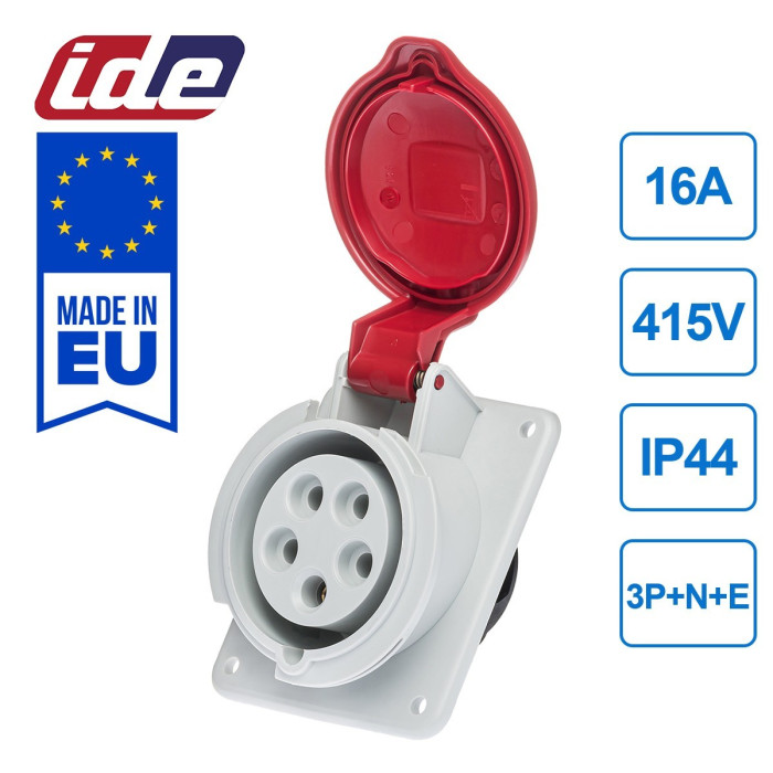 Розетка вбудована похила IDE MUNDIAL 3P+N+E 16 А 200/346–240/415 В IP44 - 03303