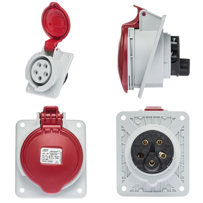 Розетка вбудована похила IDE MUNDIAL 3P+N+E 16 А 200/346–240/415 В IP44 - 03303