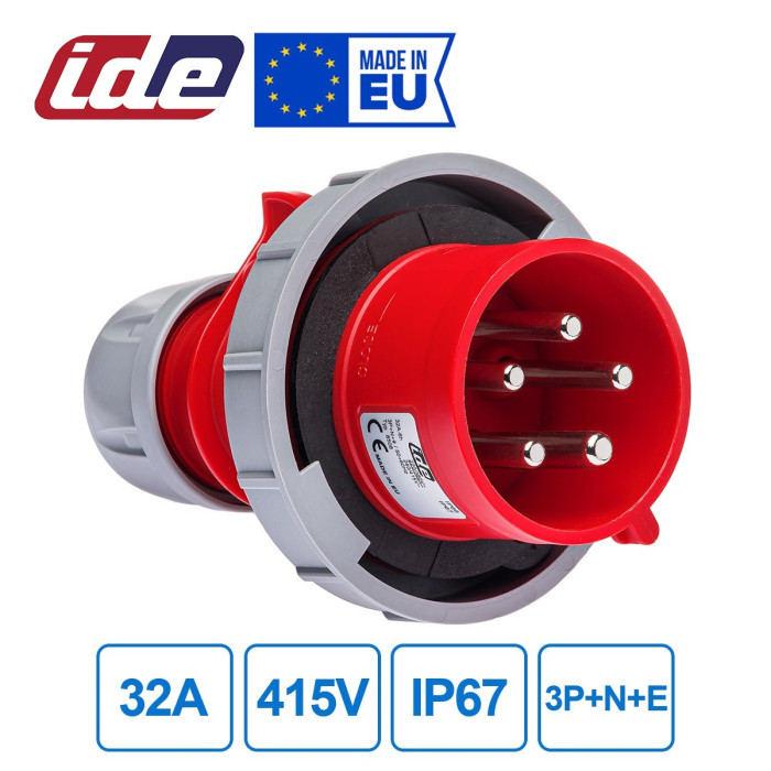 Реверсивний штепсель IDE MUNDIAL 3P+N+E 32 А 200/346–240/415 В IP67 - 08508