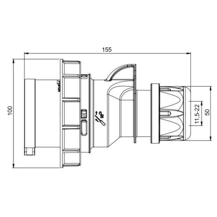 Реверсивний штепсель IDE MUNDIAL 3P+N+E 32 А 200/346–240/415 В IP67 - 08508
