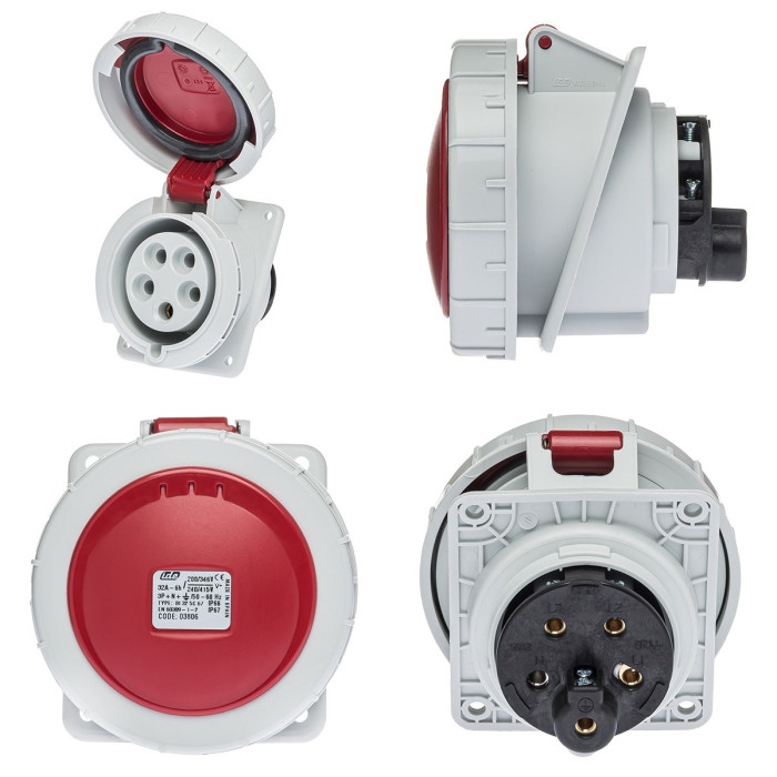 Розетка похила IDE MUNDIAL 3P+N+E 32 А 200/346–240/415 В IP66-67 - 03806