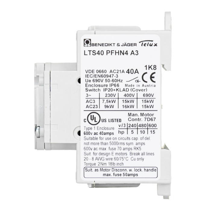 Кулачковий вимикач Benedict LTS 3P 40A - LTS40 PFHN4 A3