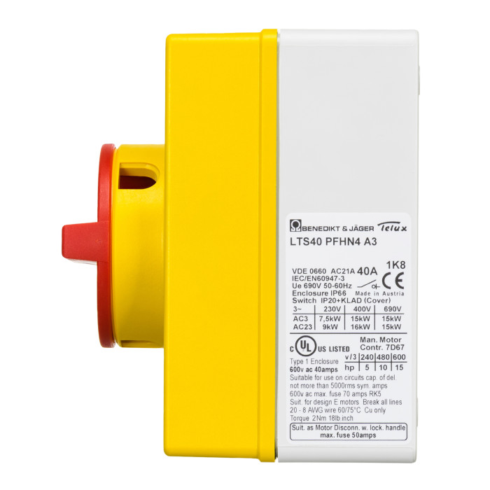 Кулачковий вимикач Benedict LTS 3P 40A - LTS40 PFHN4 A3