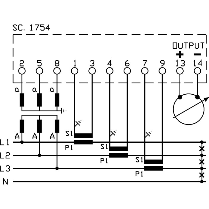 Ваттметр FRER F96W 90˚ -7/0/7MWt 5 A/100 В - F96WTXYYYZC5