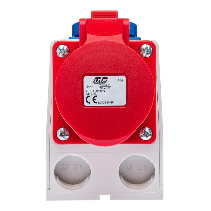 Розетка комбінована IDE SCHUKO 2P+E/3P+N+E 16 А 200/346–240/415 В IP44 - 00313