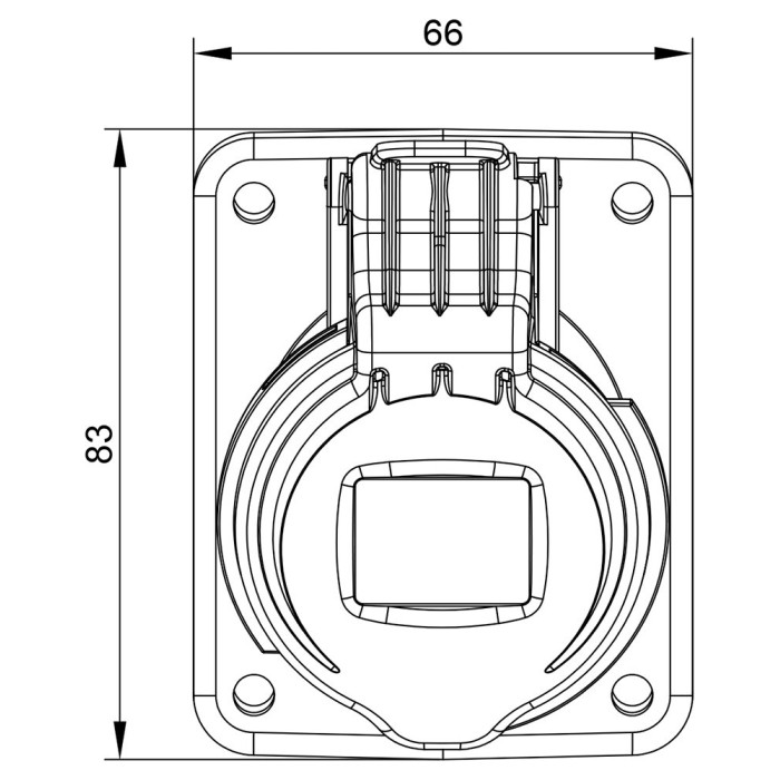 Розетка вбудована похила IDE MUNDIAL 2P+E 16 А 200–250 В IP44 - 02301