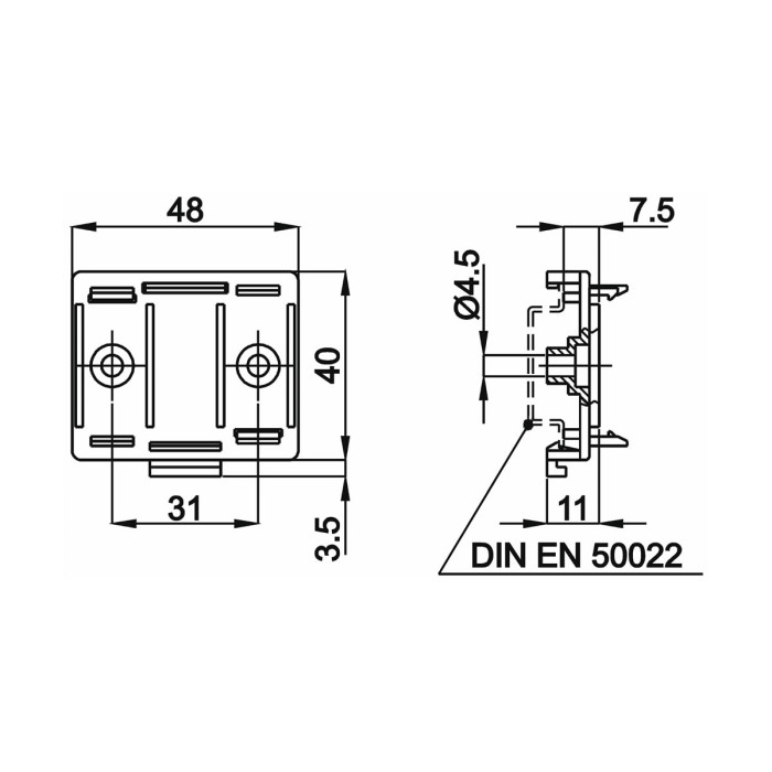 VAT022DIN Кріпильна деталь на DIN-рейку для ТАТ022