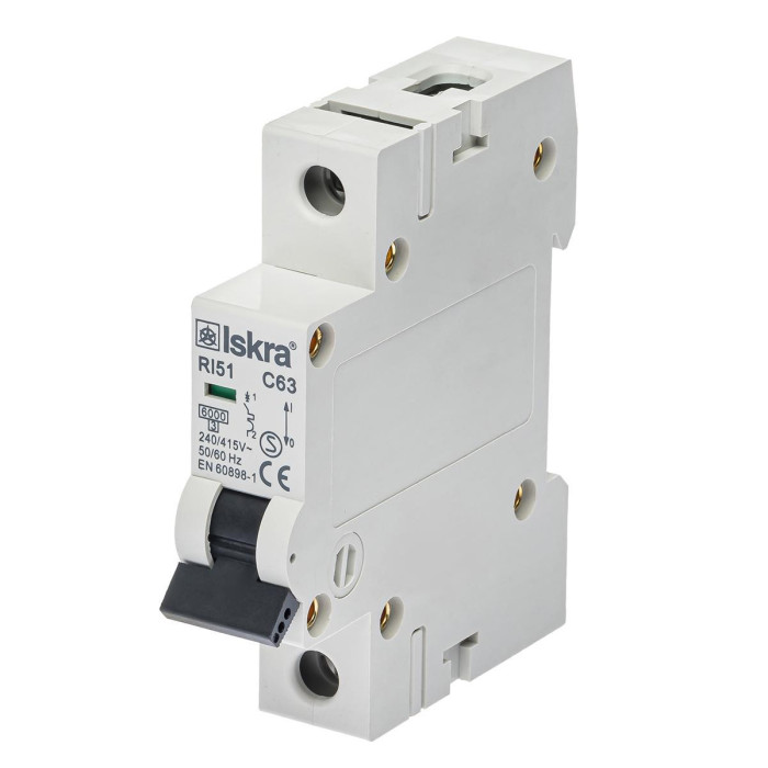 Модульний автоматичний вимикач ISKRA RI51 1P C63A 6кА - 786091108000