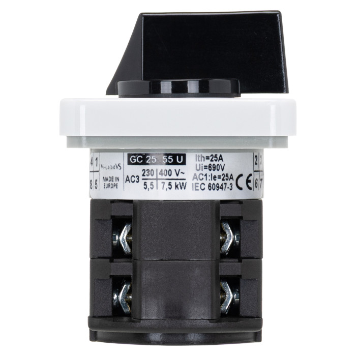 Кулачковий перемикач GC 25A 2P схема 55 (1-2)