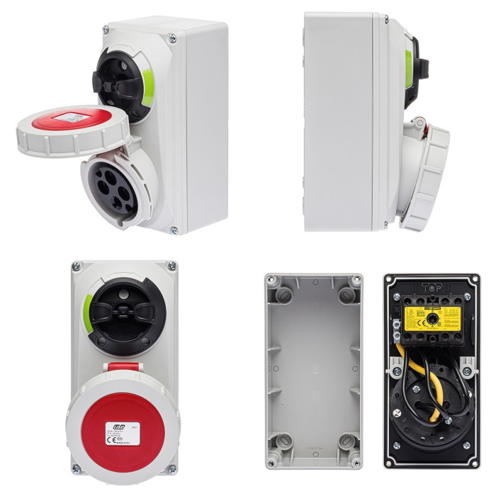 Розетка настінна з механічним блокуванням IDE MUNDIAL 3P+E 32 А 380–415 В IP67 - 03835