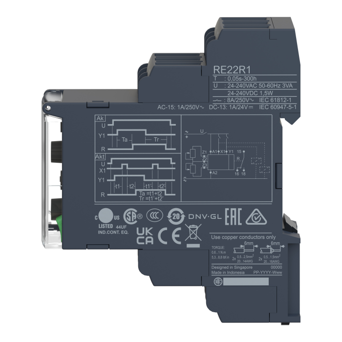 RE22R1AKMR РЕЛЕ ЧАСУ ЗАТРИМКА ВМИКАННЯ