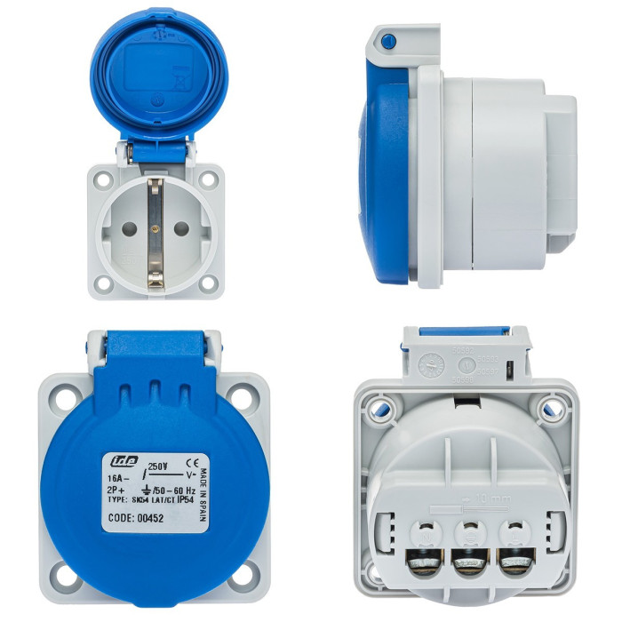 Розетка настінна IDE SCHUKO 2P+E 16 А 250 В IP54 - 00452