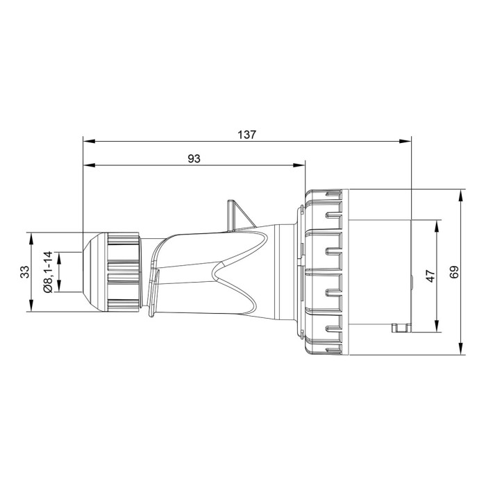 Вилка кабельна IDE MUNDIAL 2P+E 16 А 200–250 В IP66-67 - 02601