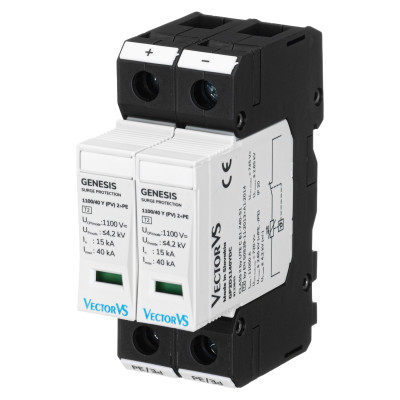Обмежувач перенапруги Vector VS GENESIS 2P 1100В DC 40 кА Клас II (2+PE)